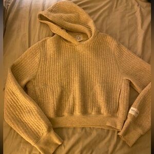 OFFLINE by Aerie Coffee Run Cropped Sweatshirt Small with Pockets & Thumb Holes